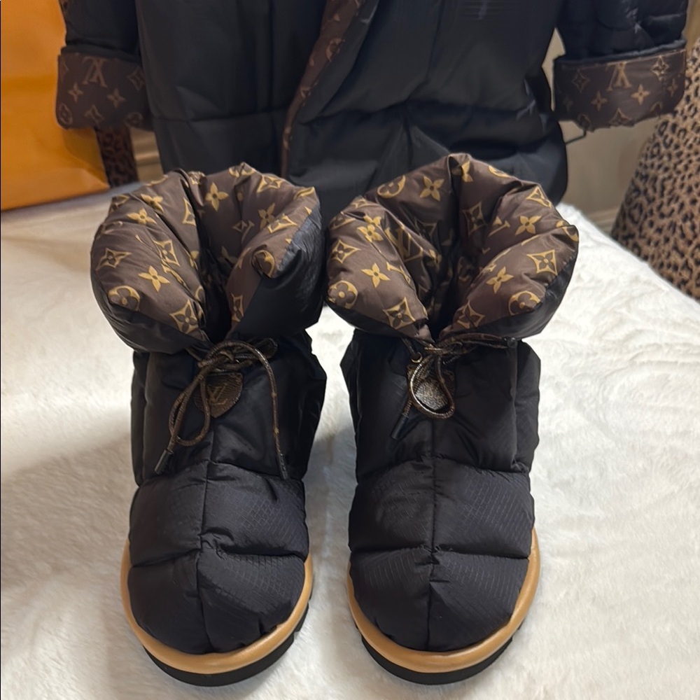 Louis Vuitton Black and Brown Monogram Boots